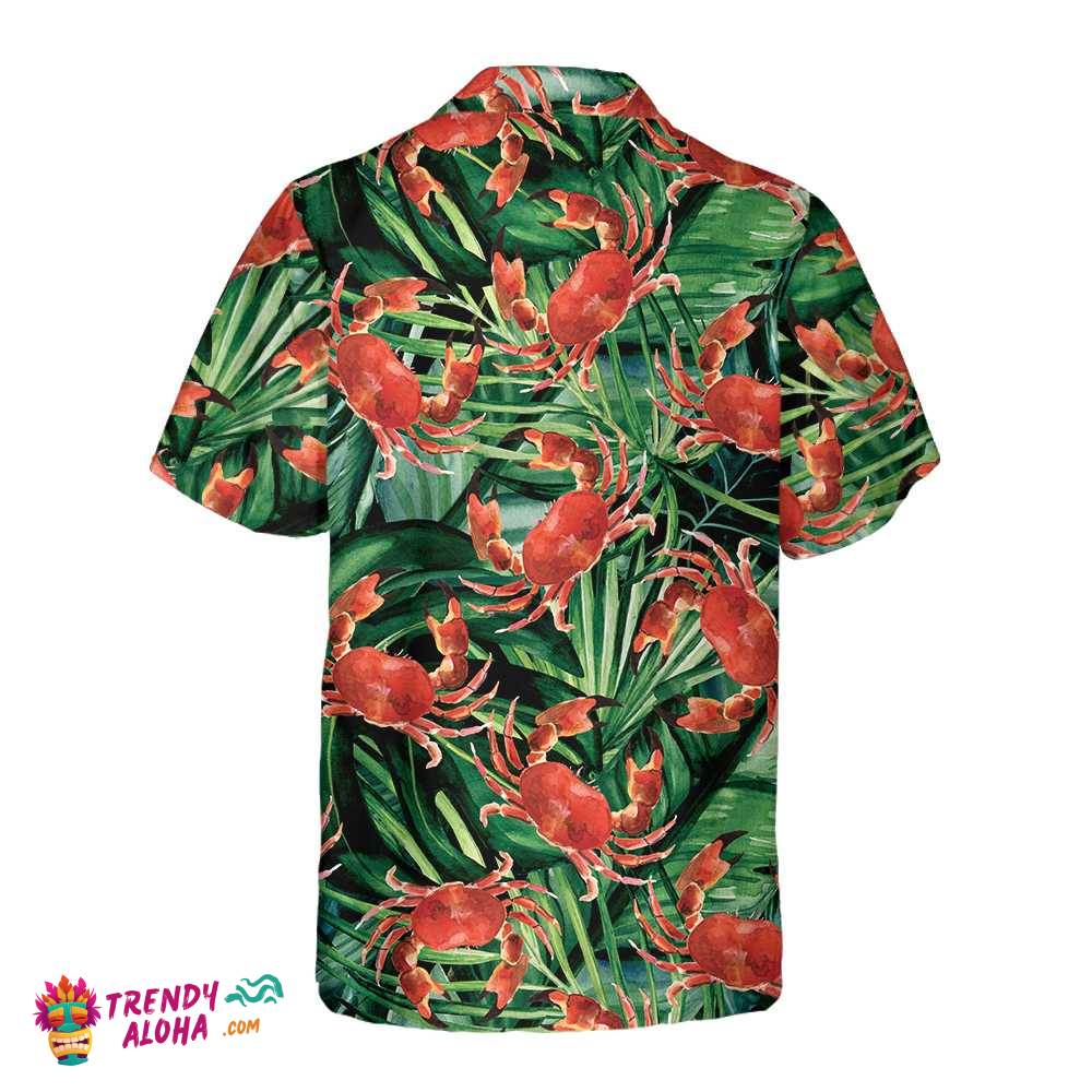 Red Crab Pattern Hawaiian Shirt, Unique Crab Shirt, Crab Print Shirt