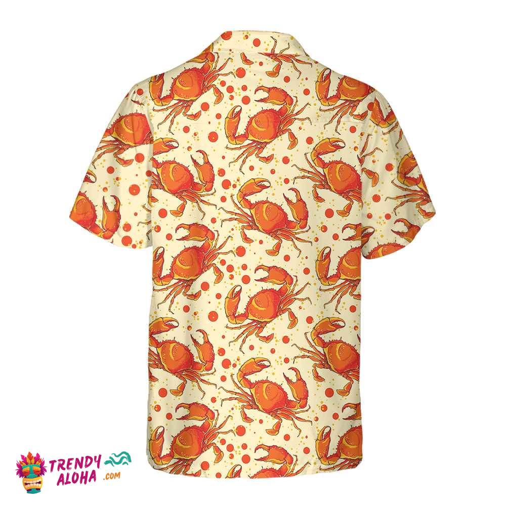 Red Crab Seamless Pattern Hawaiian Shirt, Unique Crab Shirt, Crab Print Shirt