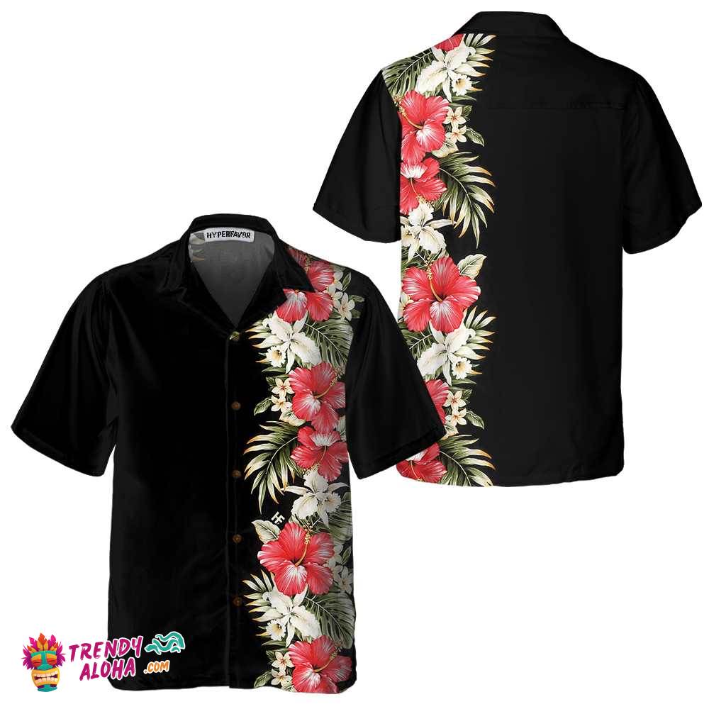 Red Hibiscus Hawaiian Shirt, Unique Hibiscus Print Shirt For Men