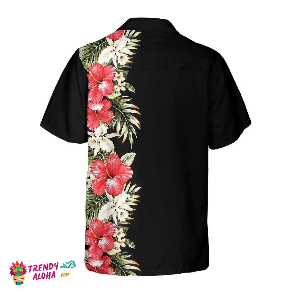 Red Hibiscus Hawaiian Shirt, Unique Hibiscus Print Shirt For Men