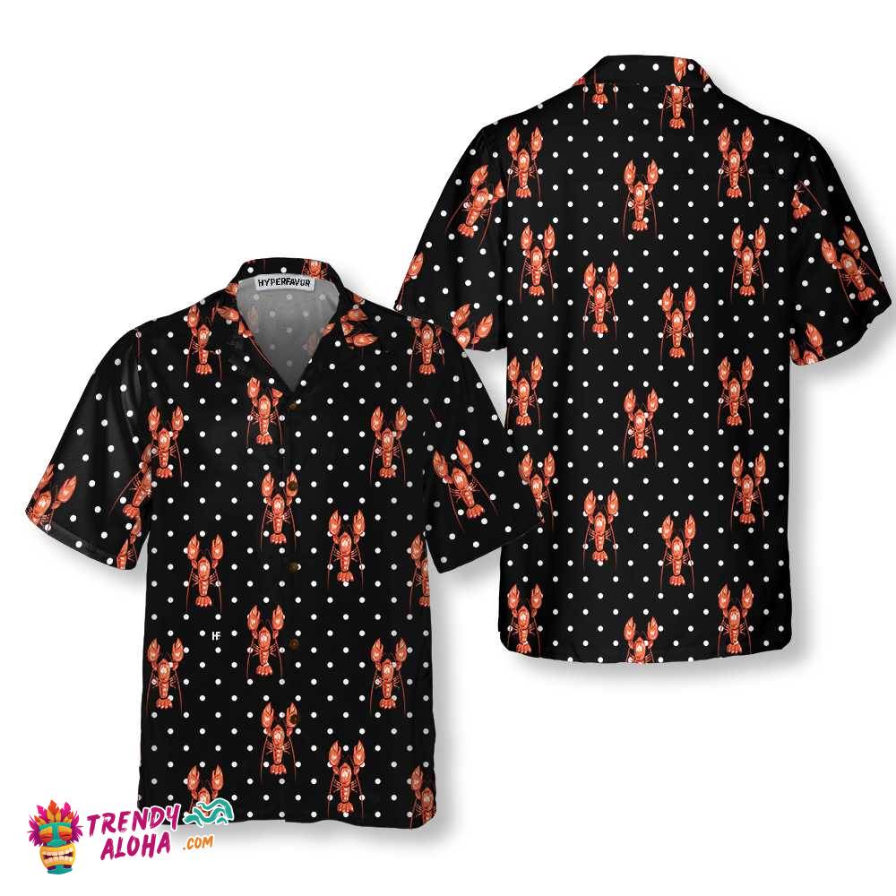 Red Lobster With Dot Hawaiian Shirt, Funny Lobster Shirt For Adults, Lobster Print Shirt