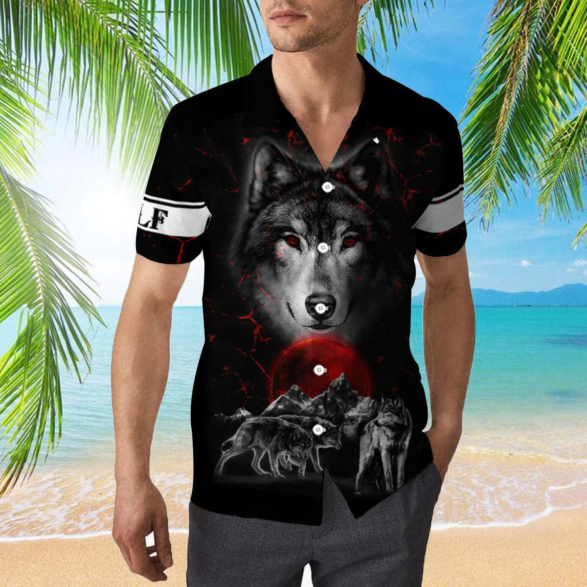 Red Moon Wolf Trendy Hawaiian Shirt