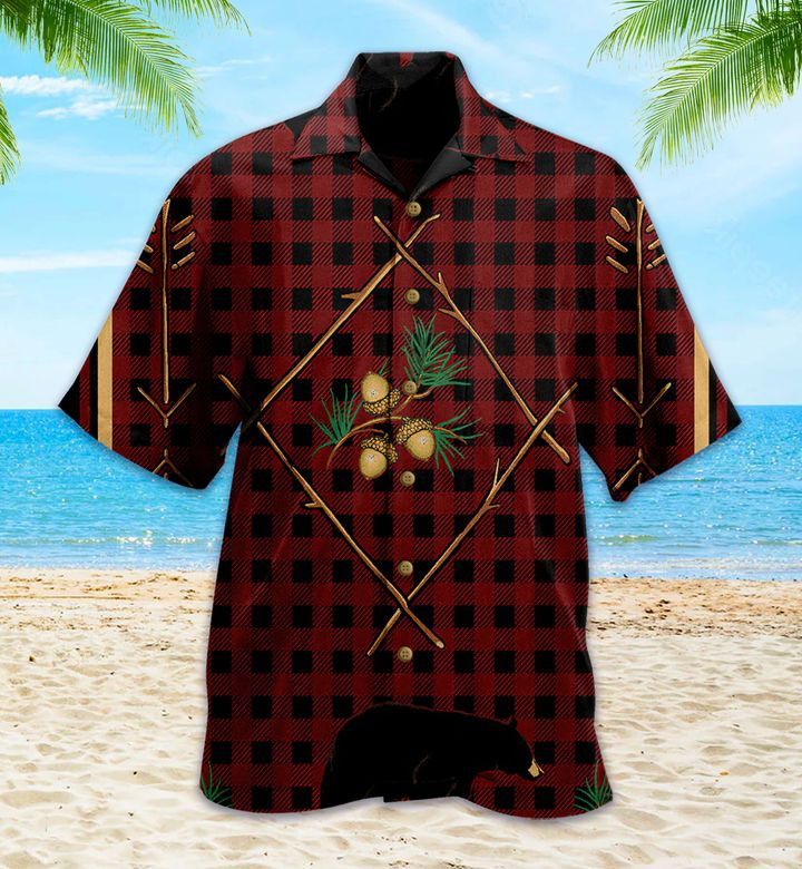 Red Plaid Bear Hawaiian Shirt 3D Summer Gifts