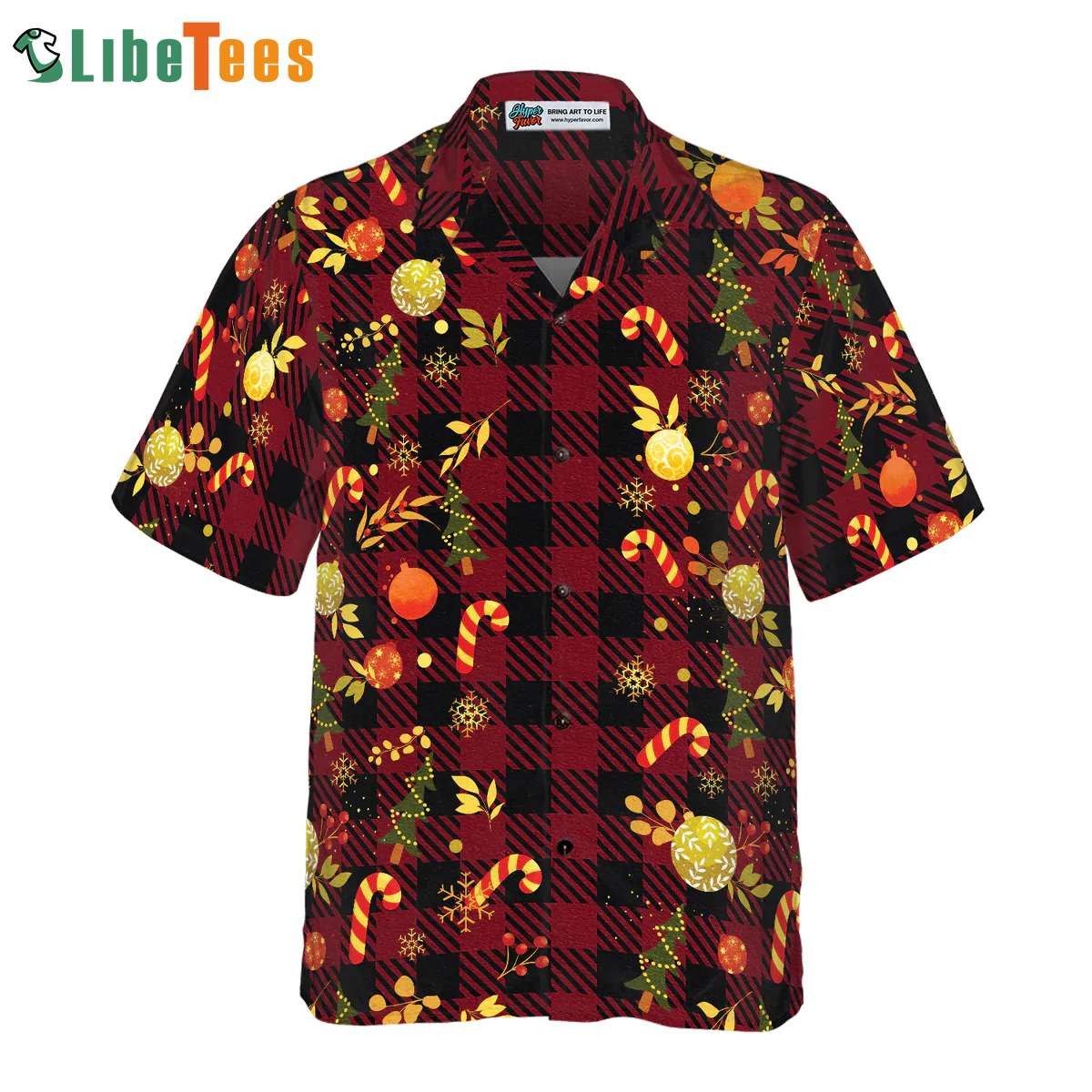 Red Plaid Christmas Celebration Patterned Hawaiian Shirt