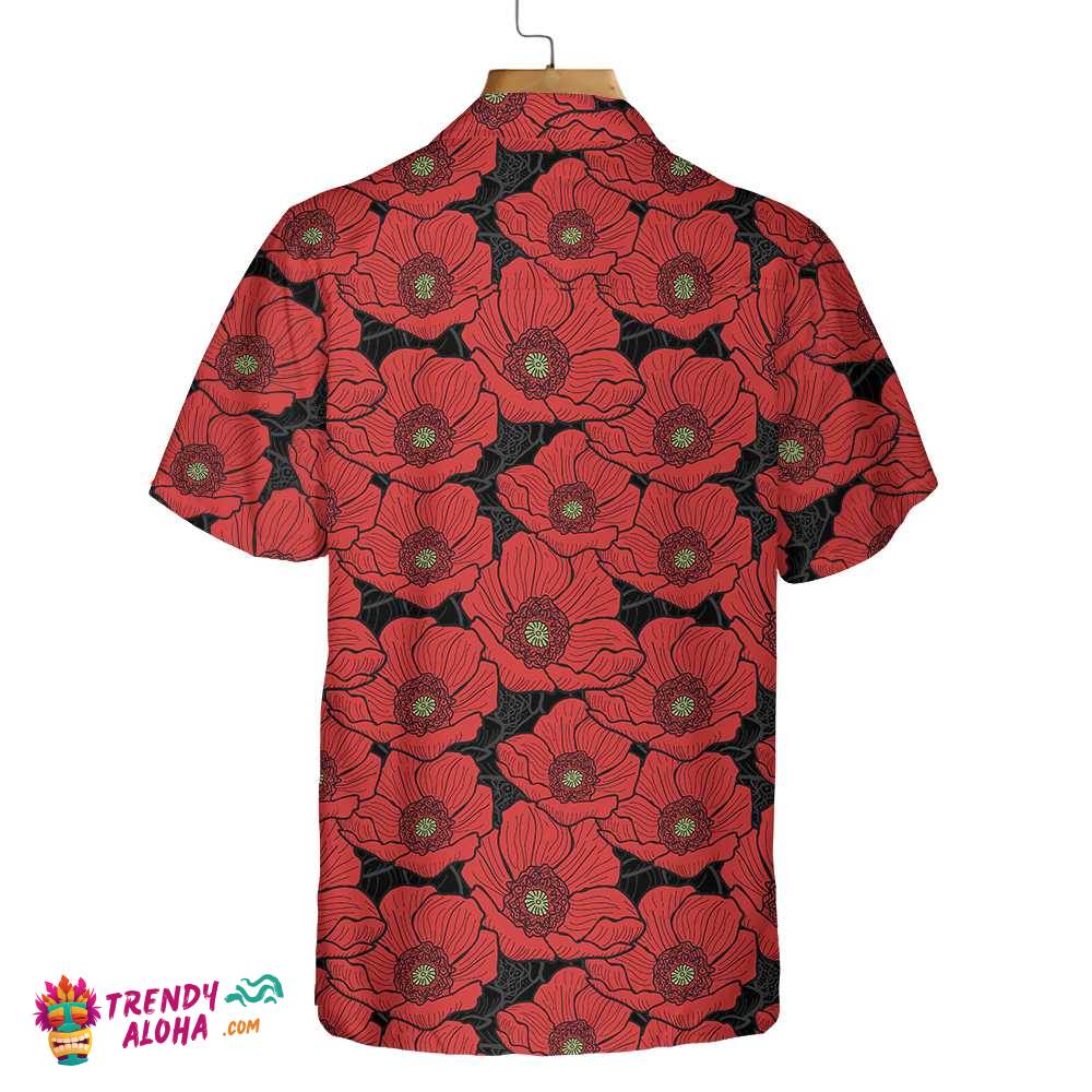 Red Poppies Lest We Forget Hawaiian Shirt, Proud Veteran Shirt, Meaningful Gift For Veteran Day