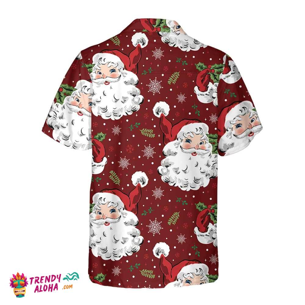 Red Santa Cozy Christmas Hawaiian Shirt, Short Sleeve Santa Christmas Hawaiian Shirt, Gift For Christmas Day