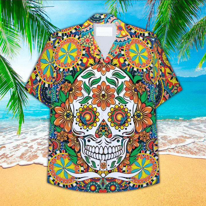 Red Skull Floral Trendy Hawaiian Shirt, Style Shirt, Summer Shirt, Skull Shirts Men’s, Print 3D Shirts