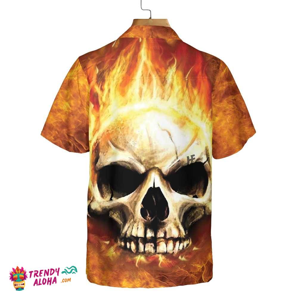 Red Skull Smoke Hawaiian Shirt, Cool Flame Skull Shirt For Men And Women