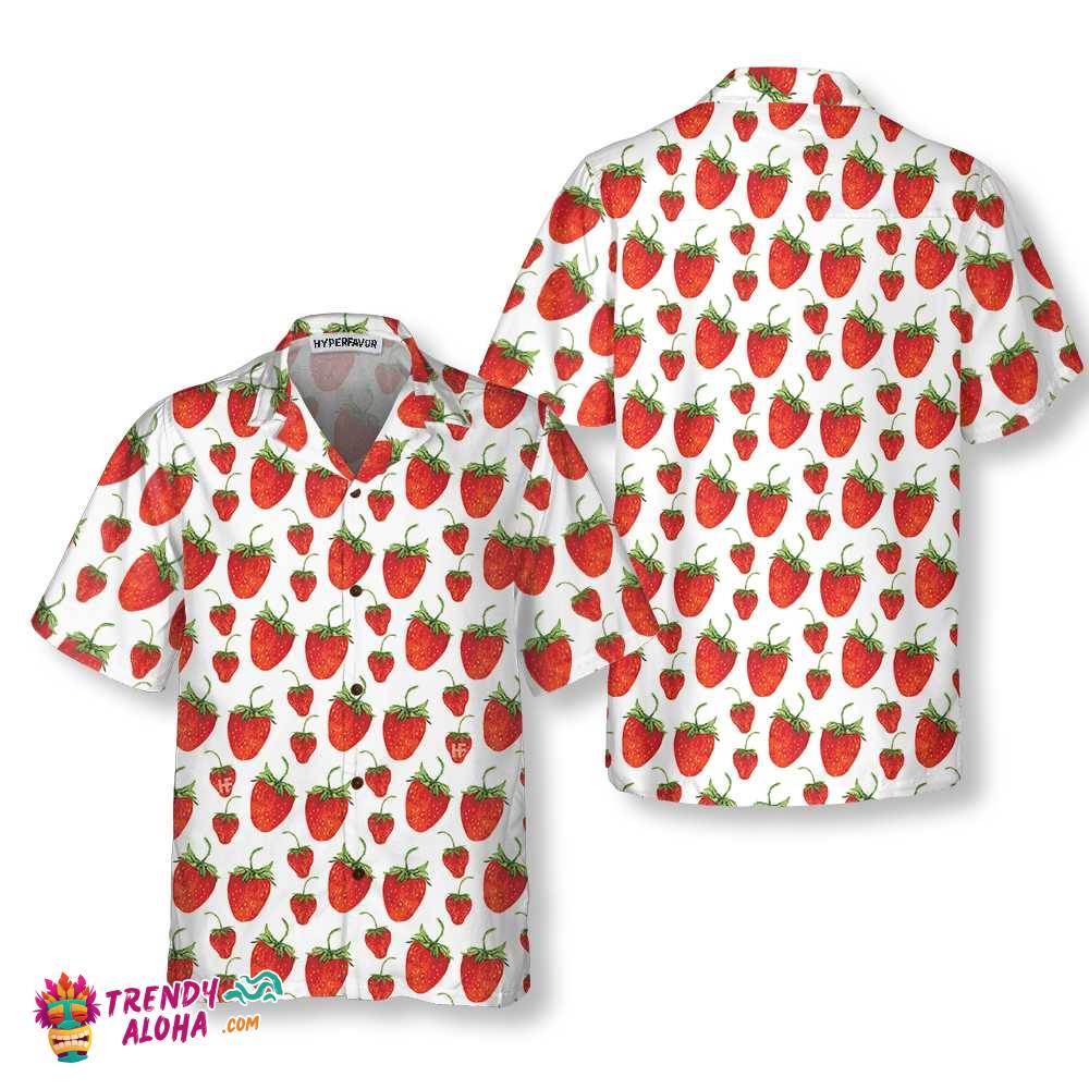 Red Strawberry Hawaiian Shirt, Strawberry Shirt For Men & Women, Strawberry Print Shirt
