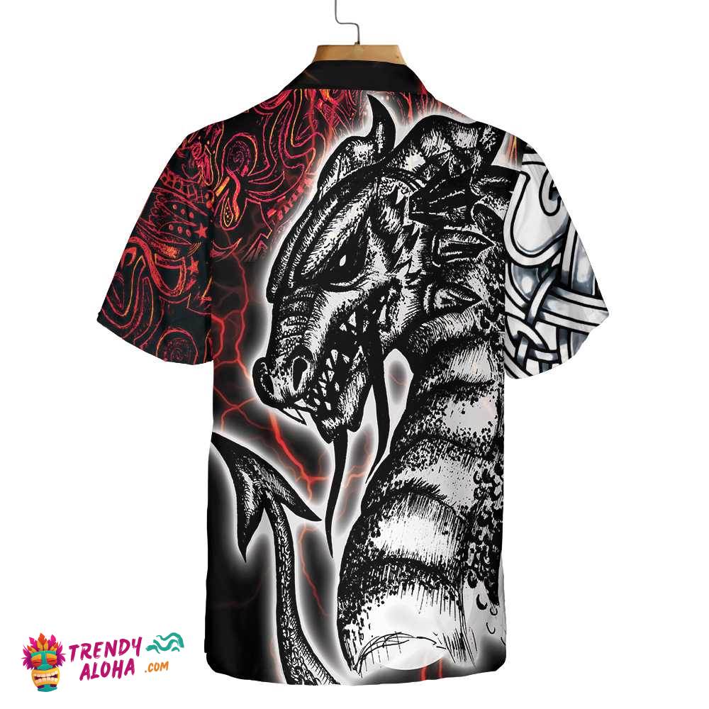 Red Tattoo Dragon Hawaiian Shirt, Red Light Chinese Dragon Shirt