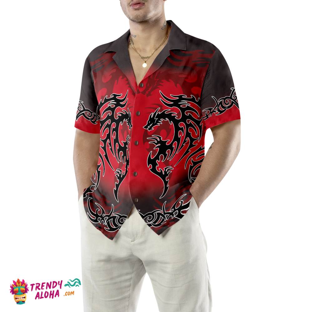 Red Tribal Dragon Hawaiian Shirt