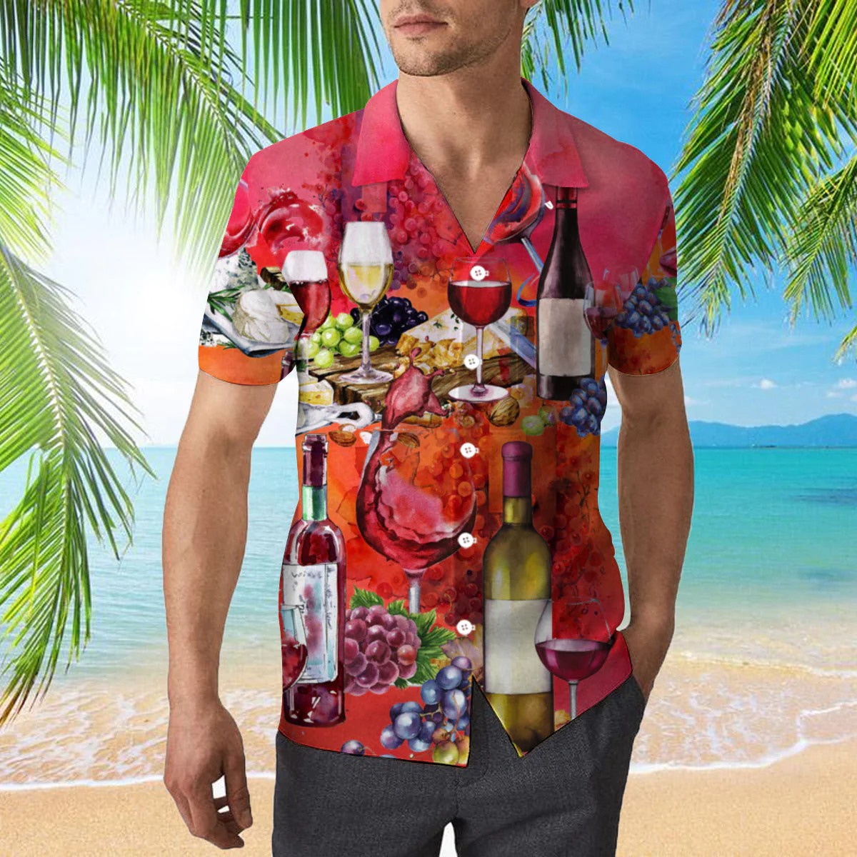 Red Wine Trendy Hawaiian Shirt