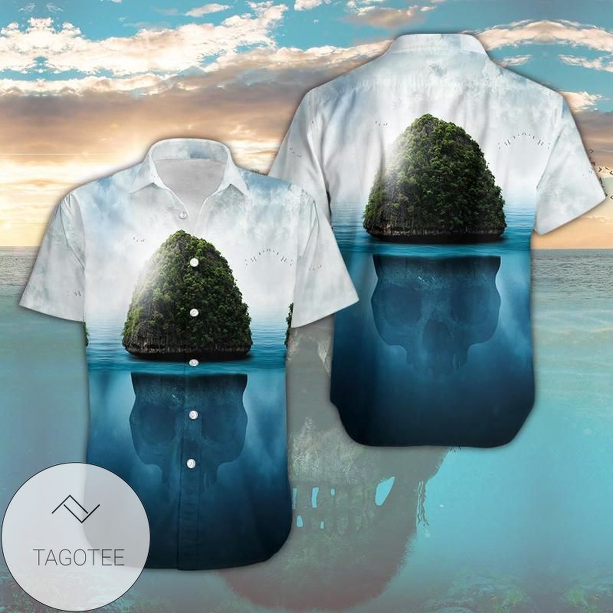 Reflective Skull Casts Gaze on This Hawaiian Shirt