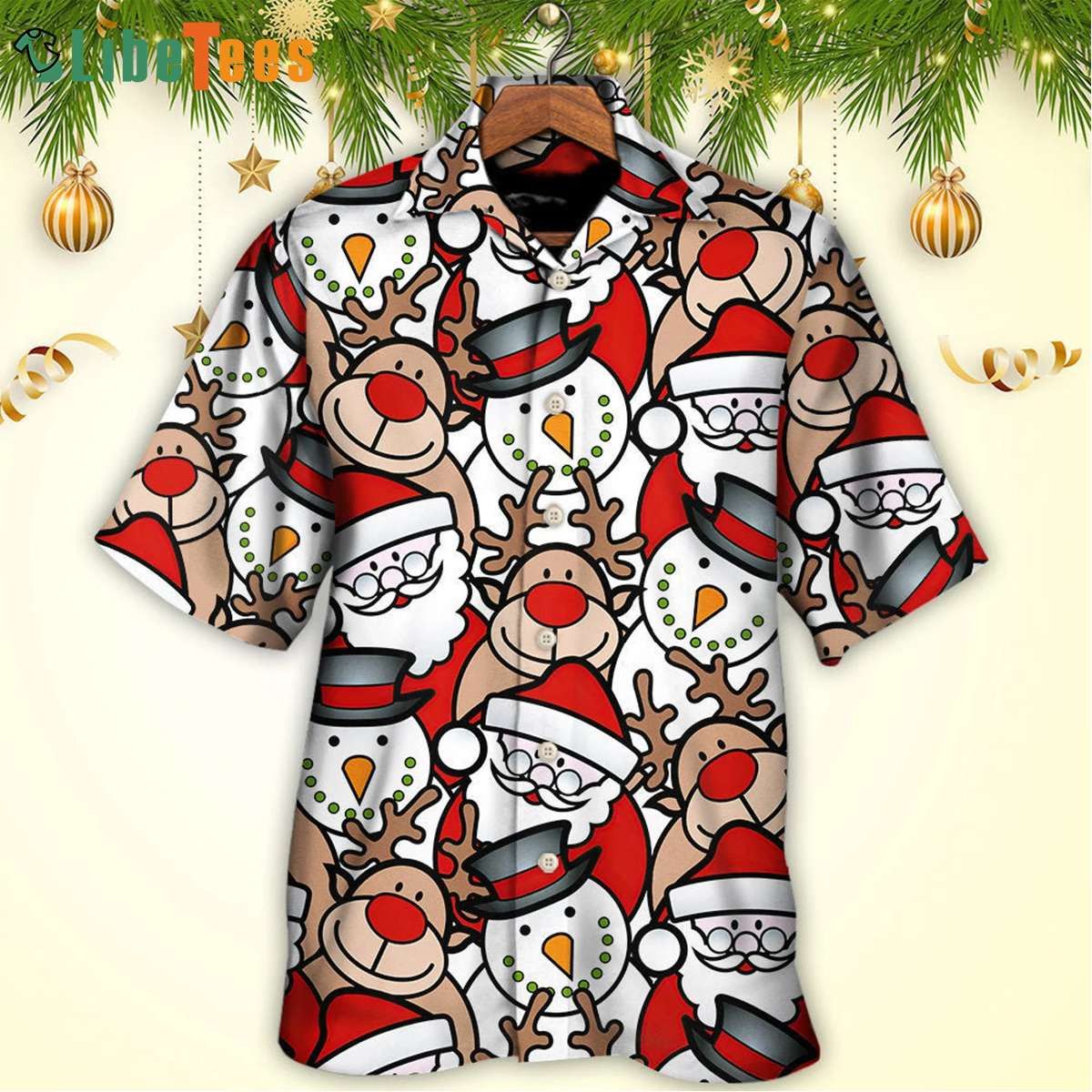 Reindeer Santa Hilarity Christmas Hawaiian Shirt