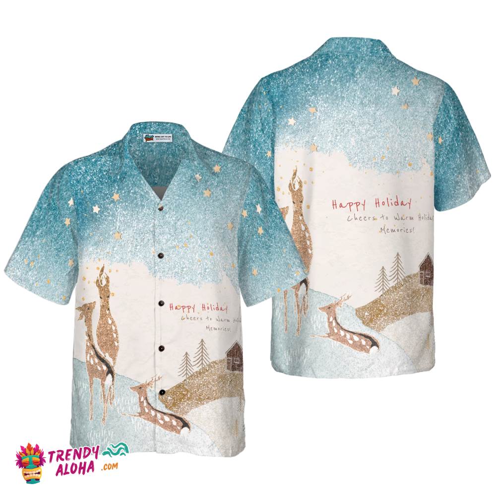 Reindeer Snow Light Hawaiian Shirt, Christmas Shirts Short Sleeve Button Down Shirt For Men And Women Reindeer Snow Light Hawaiian Shirt, Christmas Shirts Short Sleeve Button Down Shirt For Men And Women