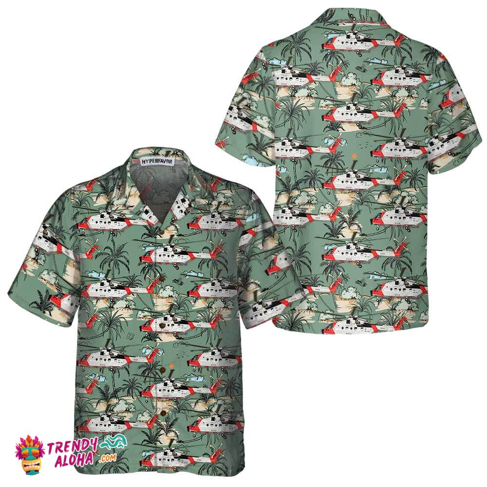 Rescue Helicopter Seamless Pattern Hawaiian Shirt, Tropical Helicopter Shirt For Men Rescue Helicopter Seamless Pattern Hawaiian Shirt, Tropical Helicopter Shirt For Men