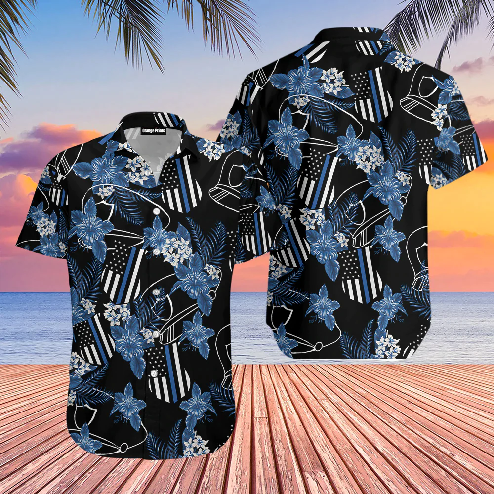 Respect the Blue Police Theme Hawaiian Shirt Design