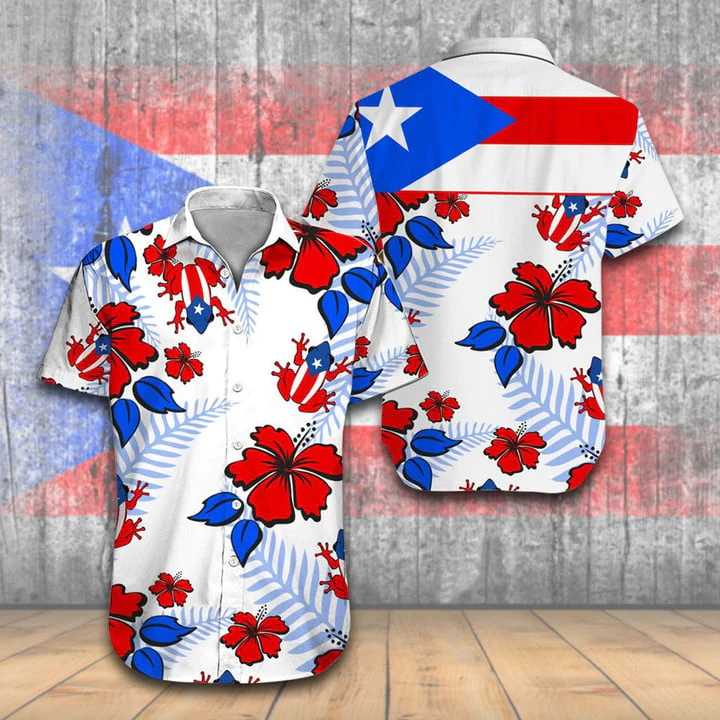 Restocked Mall – Puerto Rico Coqui Hibiscus Trendy Hawaiian Shirt