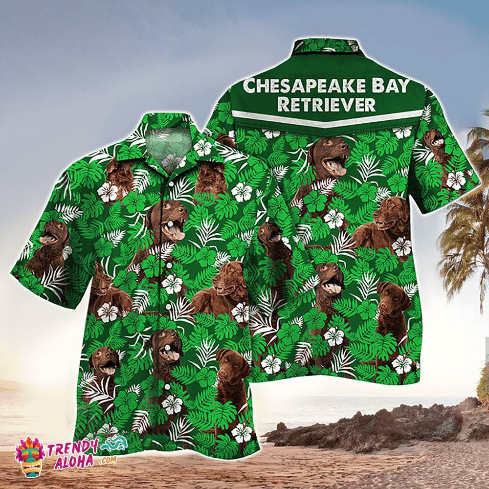 Retriever Dog Aloha Shirt Tropical Chesapeake Bay, Aloha Hawaiian Shirts
