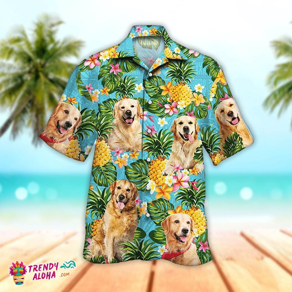 Retriever Dog Shirt Retriever Dog Hawaiian Aloha Beach Shirt