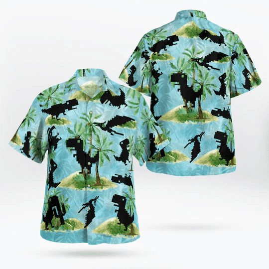 Retro 80s Games Theme on Island Adventure Aloha Shirt