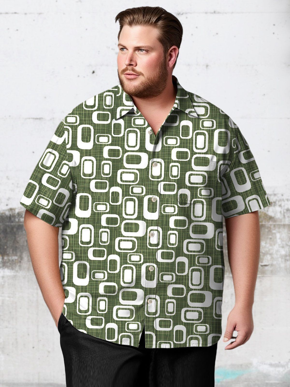 Retro Big & Tall Geometric Hawaiian Shirt Geometric Pattern Hawaiian Shirt