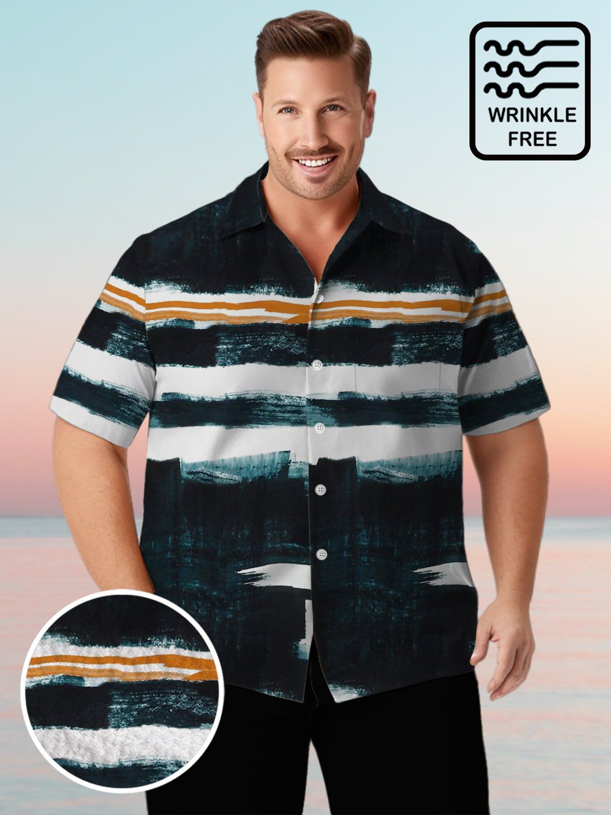 Retro Big & Tall Tie-dye stripes Hawaiian Shirt Retro Big & Tall Tie-dye stripes Hawaiian Shirt