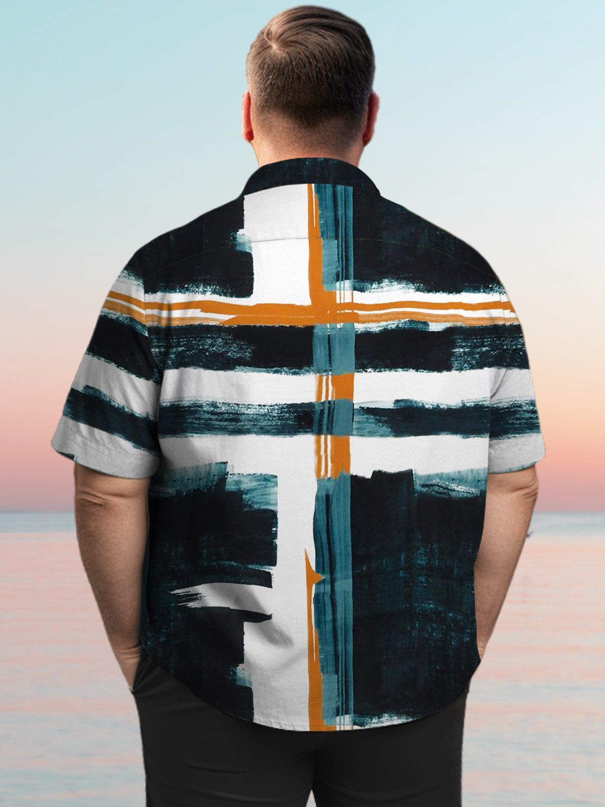 Retro Big & Tall Tie-dye stripes Hawaiian Shirt