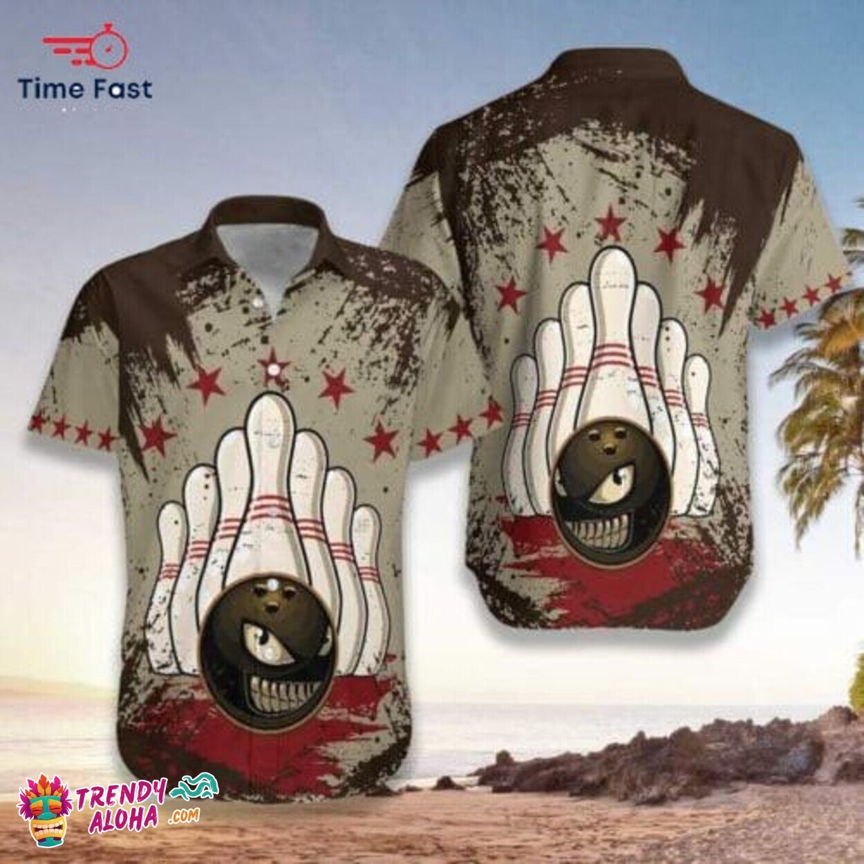 Retro Bowling Ball Hawaiian Casual Shirt Unisex S to 5XL Hawaii