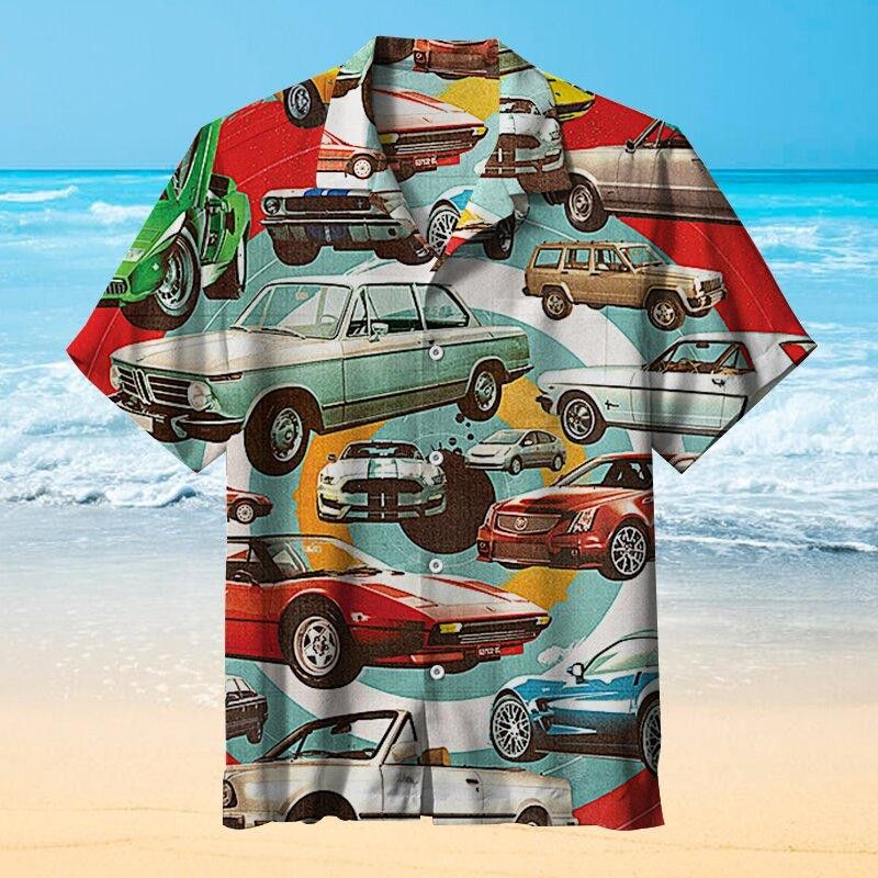 Retro Car Printing Art Trendy Hawaiian Shirt