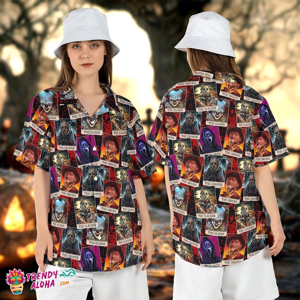 Retro Horror Movie Chill Characters Scary Slashers Aloha Tee