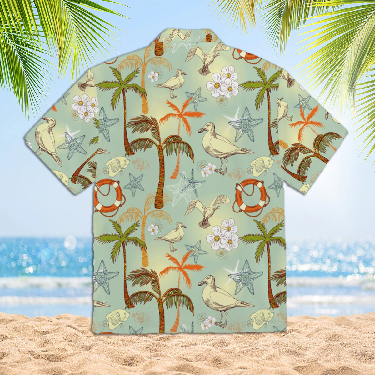 Retro Palm Tree On Beach Trendy Hawaiian Shirt