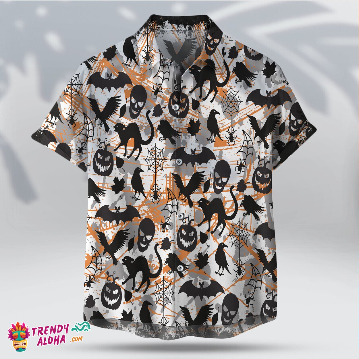 Retro Spooky Pumpkin Halloween Unisex Casual Hawaiian Shirt