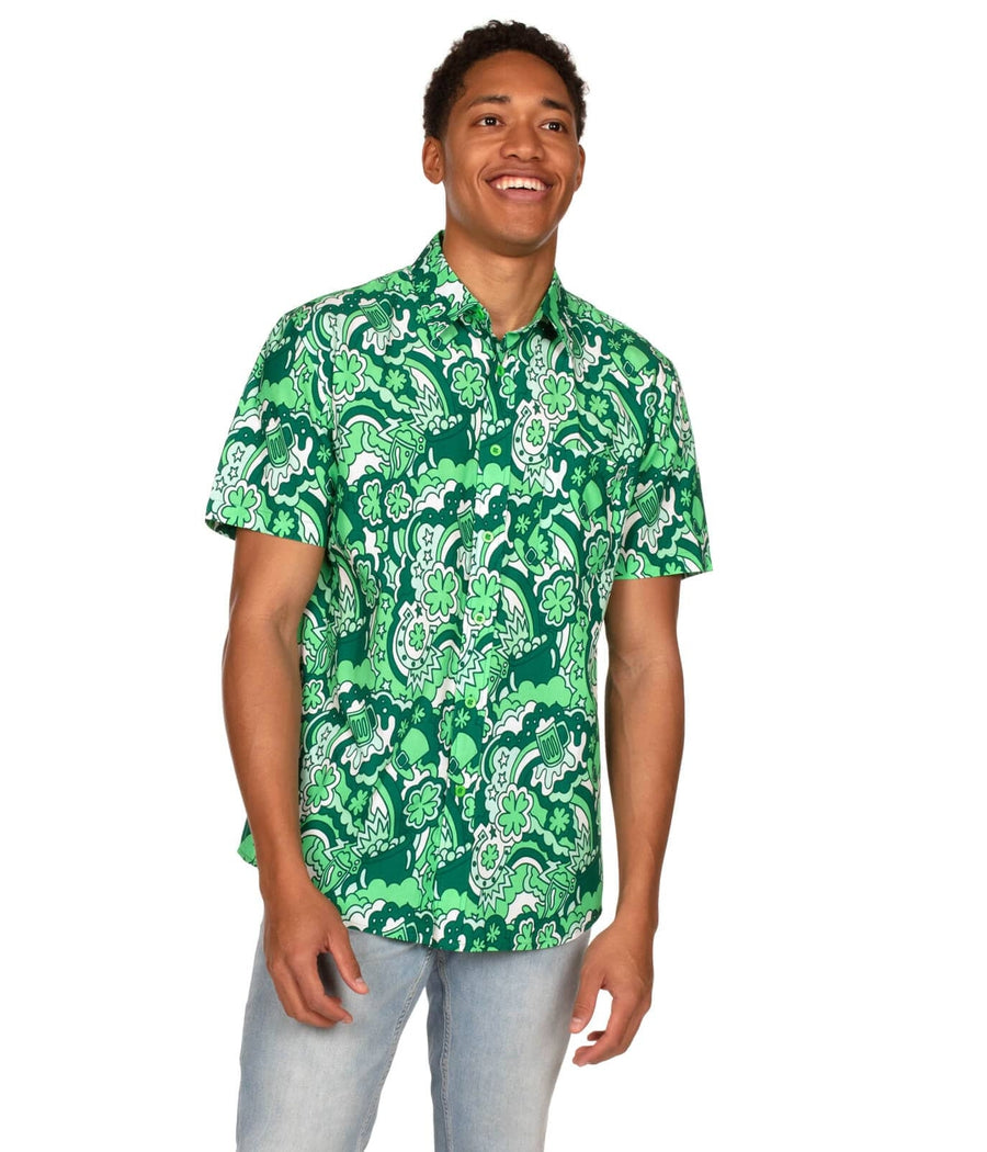 Retro St. Patrick’s Day Hawaiian Shirt with Lucky Shamrocks and Classic Irish Patterns