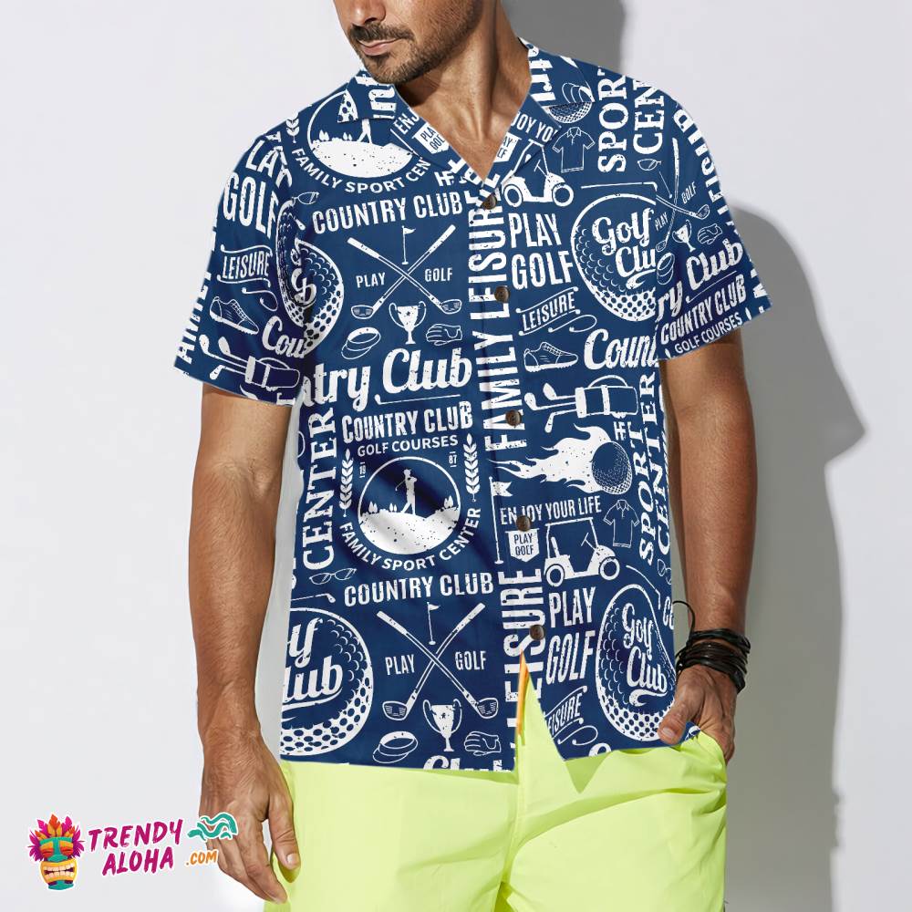 Retro Styled Typographic Golf Seamless Pattern Hawaiian Shirt Retro Styled Typographic Golf Seamless Pattern Hawaiian Shirt