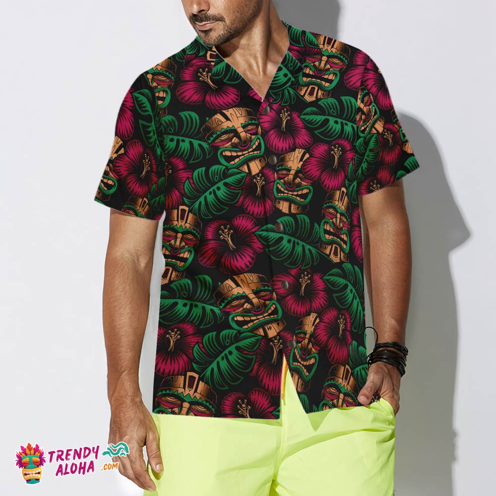 Short Sleeves Tiki Border Hawaiian Shirt
