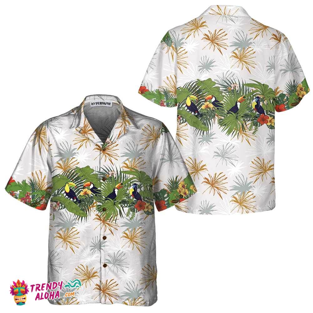 Retro Toucans And Tropical Plants Toucan Hawaiian Shirt, Toucan Bird Hawaiian Shirt, Funny Gift For Toucan Lover