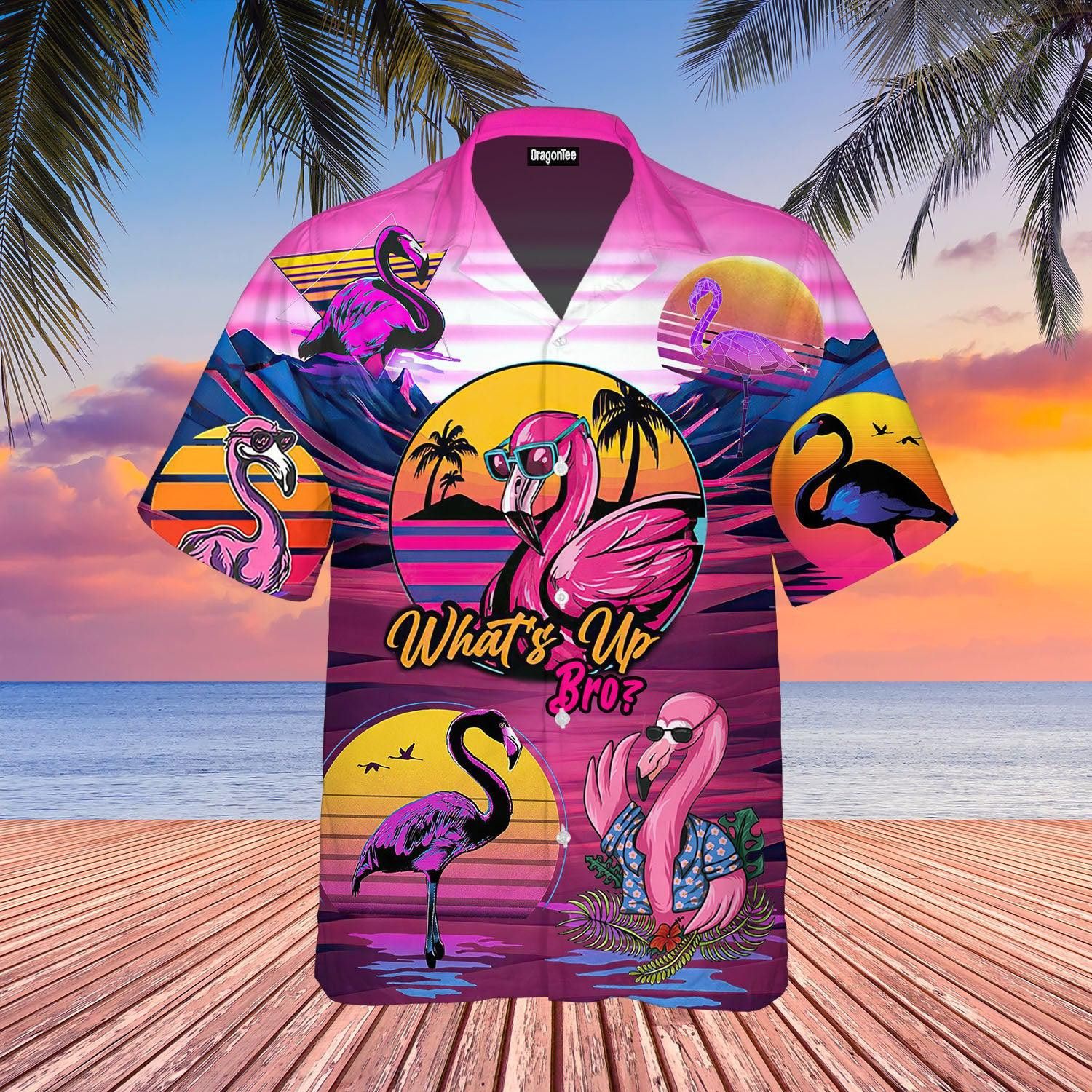 Retro Tropical Flamingo Trendy Hawaiian Shirt