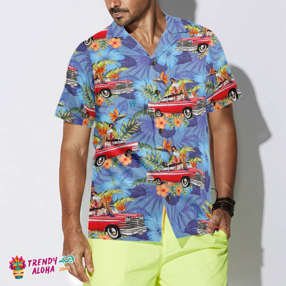 Retro Vintage Girl Car Hawaiian Shirt Retro Vintage Girl Car Hawaiian Shirt