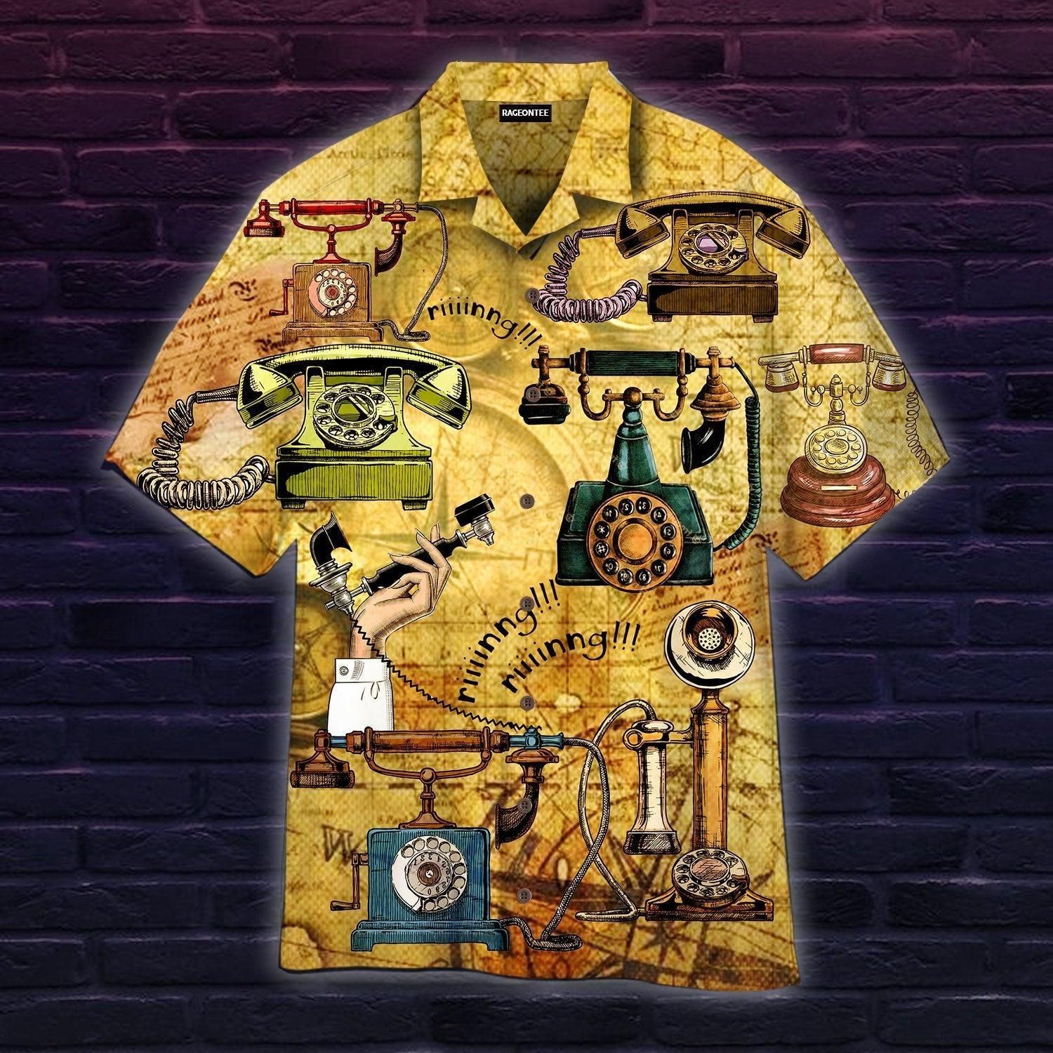 Retro Vintage Old Telephone Trendy Hawaiian Shirt For