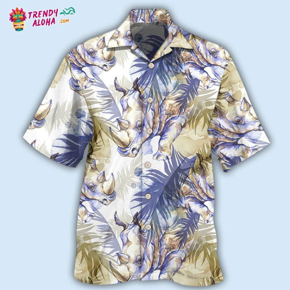 Rhino Art Tropical Leaf Style Hawaiian Shirt – Trendy Aloha