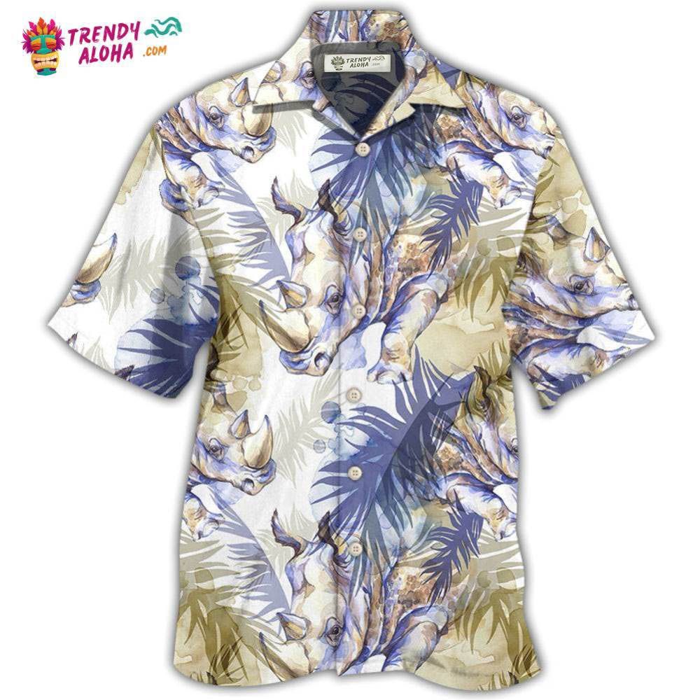 Rhino Art Tropical Leaf Style Hawaiian Shirt – Trendy Aloha