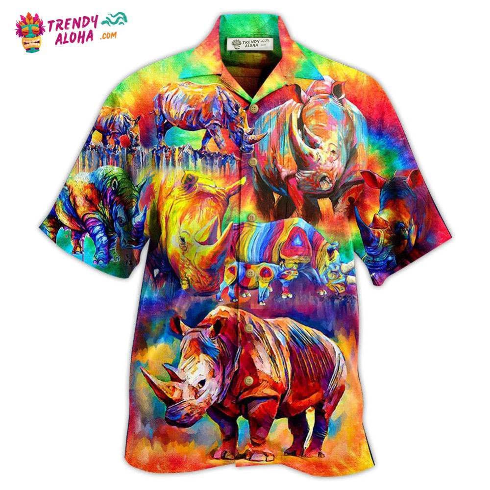 Rhino Painting Style So Much Cool Hawaiian Shirt – Trendy Aloha Rhino Painting Style So Much Cool Hawaiian Shirt – Trendy Aloha