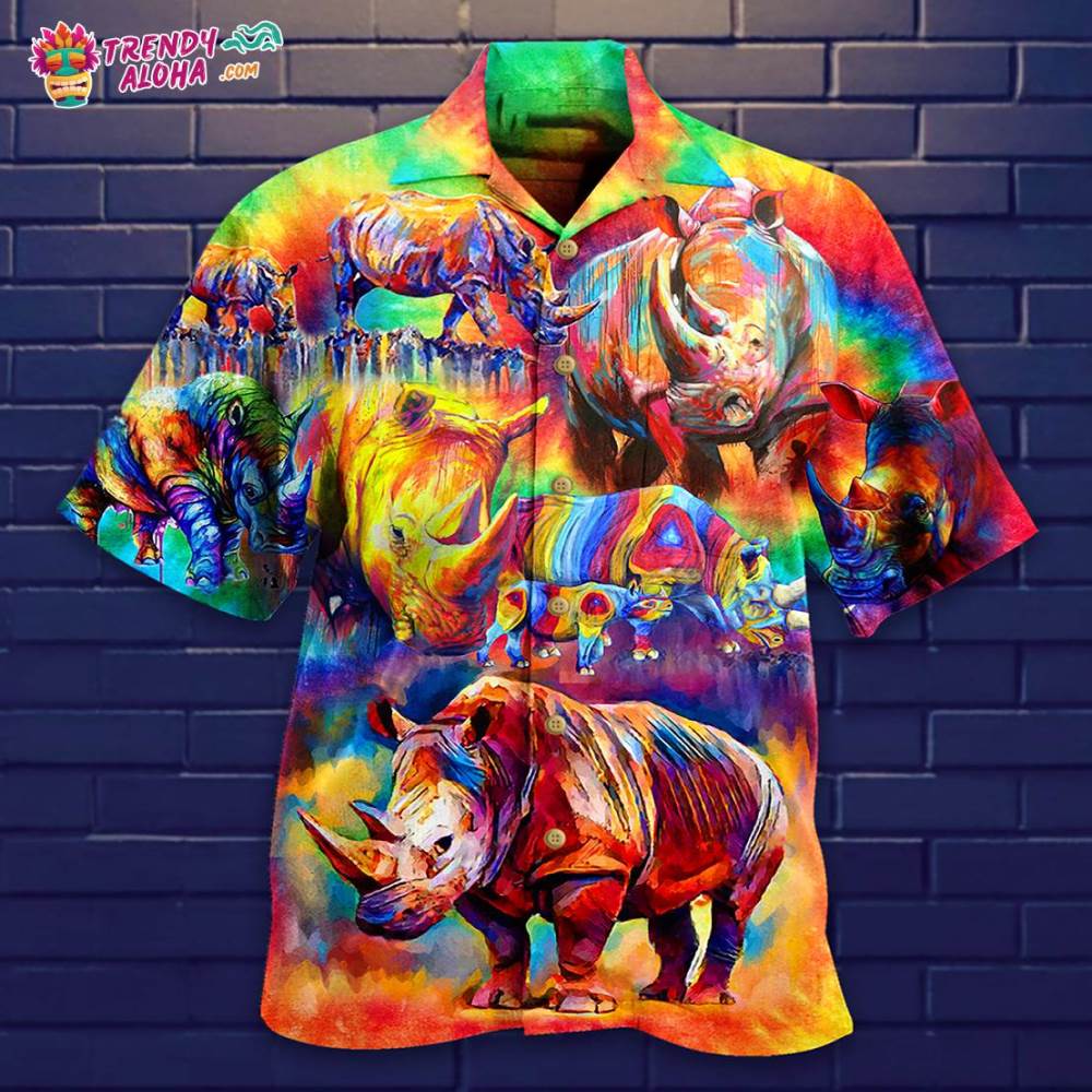 Rhino Painting Style So Much Cool Hawaiian Shirt – Trendy Aloha