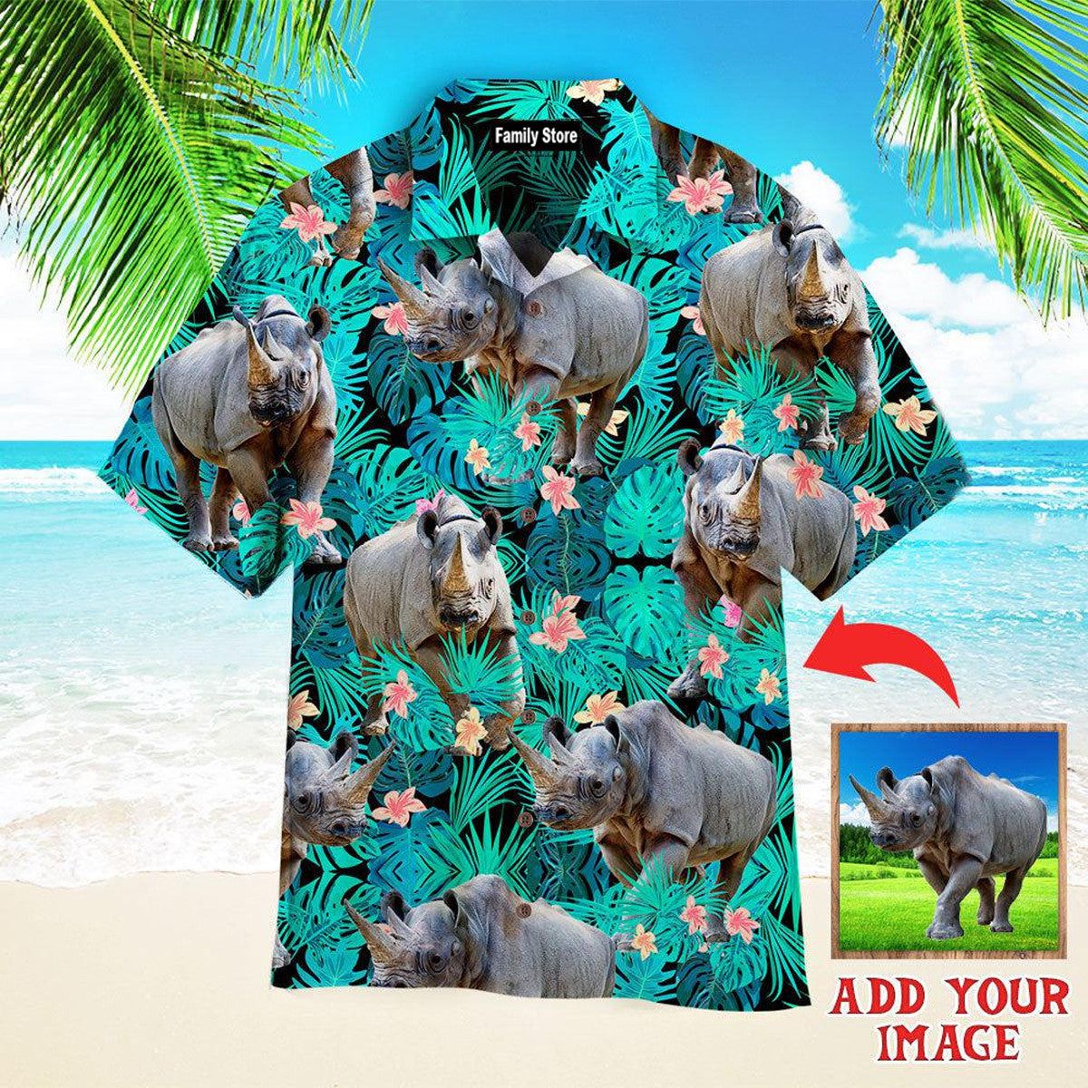 Rhinoceros Tropical Custom Hawaiian Shirt Rhinoceros Tropical Custom Hawaiian Shirt