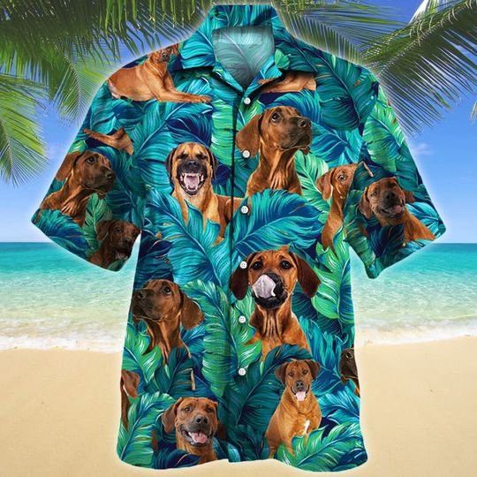 Rhodesian Ridgeback Dog Lovers Hawaiian Style For Summertime All Printed 3D Hawaiian Shirt