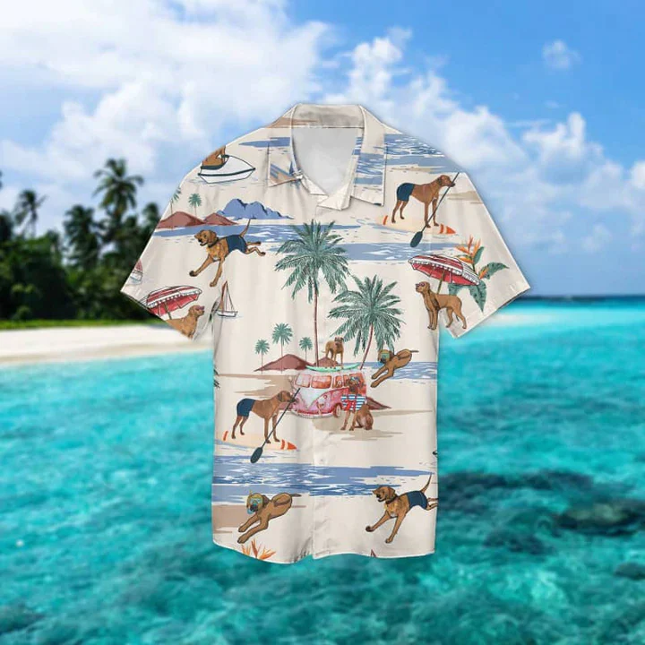 Rhodesian Ridgeback Summer Beach Trendy Hawaiian Shirt, Trendy Hawaiian Shirts For Men Women Short Sleeve Aloha Beach Shirt