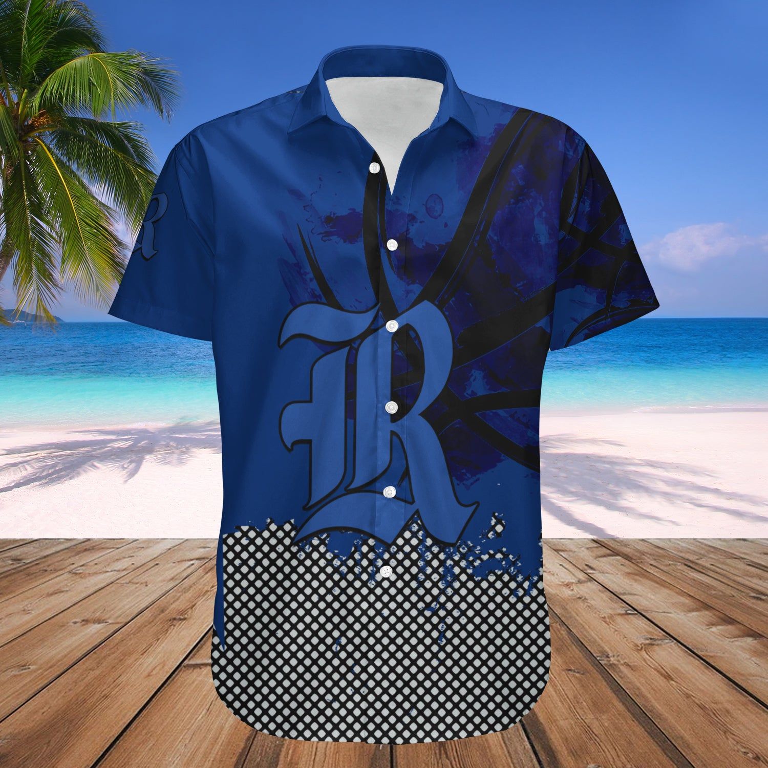 Rice Owls Hawaii Shirt Basketball Net Grunge Pattern – NCAA