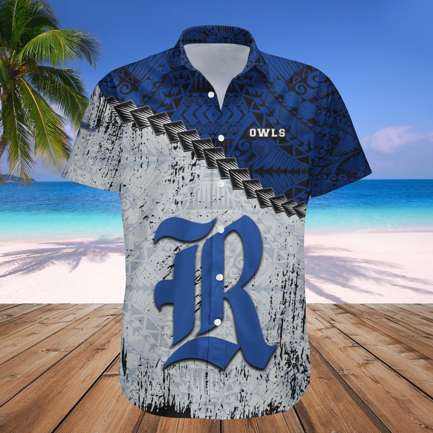 Rice Owls Hawaii Shirt Grunge Polynesian Tattoo – NCAA