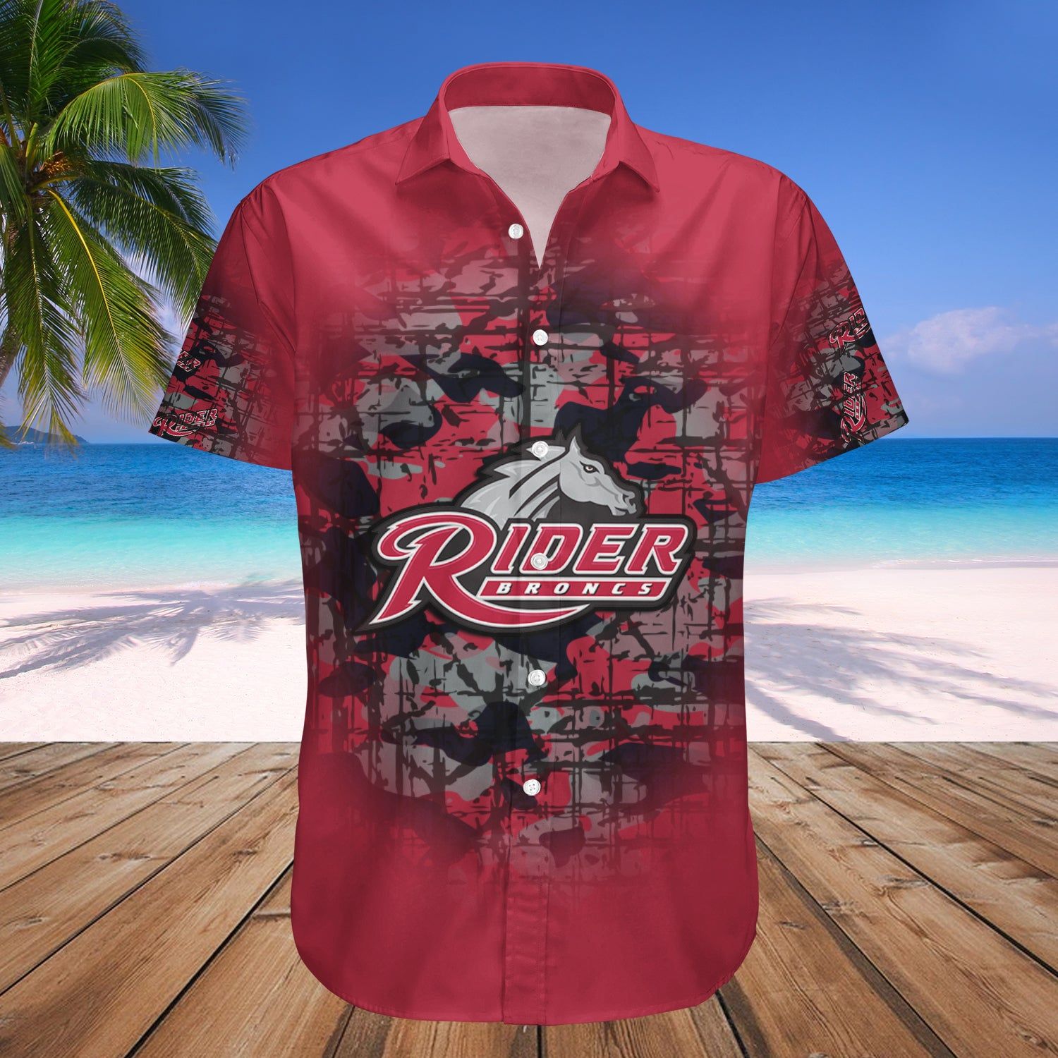 Rider Broncs Hawaii Shirt Camouflage Vintage – NCAA